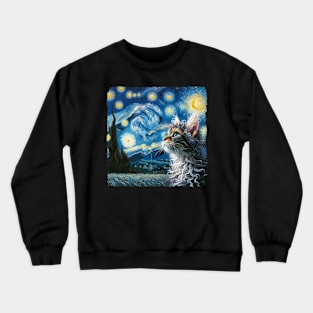 Laperm Starry Night Inspired - Artistic Cat Crewneck Sweatshirt